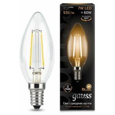 Лампа светодиодная Black Filament Свеча E14 7Вт 2700К Gauss 103801107 (упаковка 10 шт)