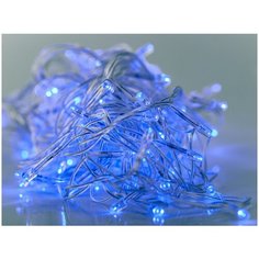 Гирлянда светодиодная ECOLA 220V IP44 Нить 15м 200Led Синяя Blue, 8 режимов, прозрачный провод с вилкой