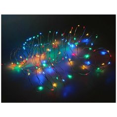 Гирлянда светлячки, 120 разноцветных mini LED-ламп, 12+3 м, серебряный провод, уличная,, Koopman International