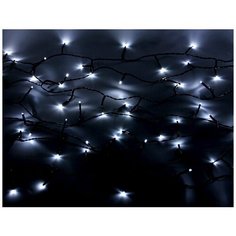 Светодиодная гирлянда нить объемная, 80 холодных белых LED ламп, 6м, черный PVC провод, контроллер, уличная, Kaemingk