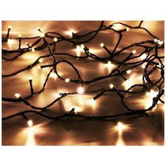 Светодиодная гирлянда нить объемная двухцветная, 180 теплых белых/разноцветных LED ламп, 13,5м+5м, черный PVC провод, контроллер, таймер, уличная, Kaemingk