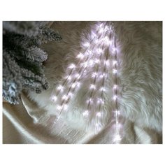 Гирлянда сосульки фейерверк 48 холодных белых LED в прозрачных трубках, с контроллером, прозрачный провод, SNOWHOUSE