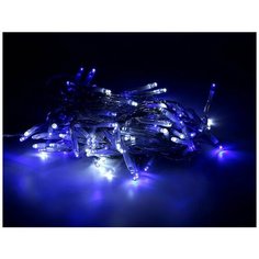 Светодиодная гирлянда нить объемная, 80 белых/синих LED ламп, 6 м, прозрачный PVC провод, контроллер, уличная, Kaemingk