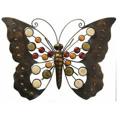 Настенное интерьерное украшение баттерфляй, металл, 43х31 см, Boltze