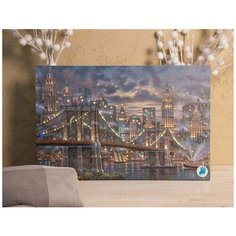 Светящееся оптико-волоконное настенное панно НЬЮ йорк - бруклин, 38x58 см, батарейки, Kaemingk