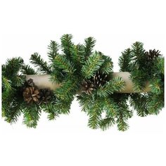 Гирлянда рождественская 14, темно-зеленая с шишками, хвоя - PVC, 270х23 см, MOROZCO