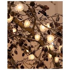 Гирлянда ледяные шишки с 10 теплыми белыми LED-огнями, 90+30 см, прозрачный провод, батарейки, Kaemingk