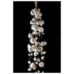 Гирлянда снегопад белая с блестками и бусинами, 78 см, Kaemingk