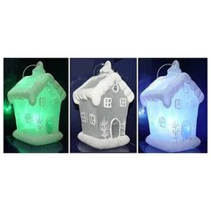 Заснеженный домик с LED - светодиодной подсветкой (RGB), 7х6х11 см, на батарейке, SNOWHOUSE