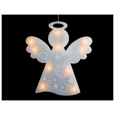 Светильник декоративный ангел с подсветкой 10 теплыми белыми LED - светодиодиодами, батарейки, таймер, на присоске, 20,5х22 см, SNOWHOUSE