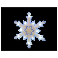 Светильник декоративный снежинка с подсветкой 12 холодными белыми LED - светодиодиодами, батарейки, таймер, на присоске, 23х20 см, SNOWHOUSE