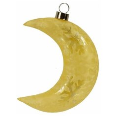 Подвесной декоративный светильник месяц В снежинках, стекло, золотистый, тёплые белые LED-огни, 17 см, батарейки., Due Esse Christmas