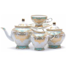 Сервиз чайный. Дулёвский фарфоровый завод. Форма Агат. Рисунок Купчиха. 15 предметов.