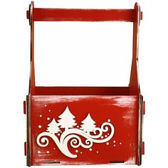 Подарочная упаковка ящик с вензелями и ёлками,канышевы ПУ561-02-0603 красный,белый