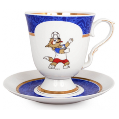 Чашка с блюдцем чайная. Дулевский фарфоровый завод. Форма Классический. Синий принт. 600 мл