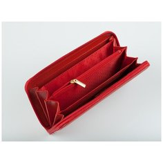 Портмоне из кожи Фиеста (на молнии), P-03 (WZG013-2 ) Red-ЛАК, CLASSIC LINE Zinger