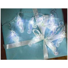 Электрогирлянда морская романтика - морские коньки, 10 холодных белых LED-огней, 1.8 м, таймер, батарейки, Kaemingk