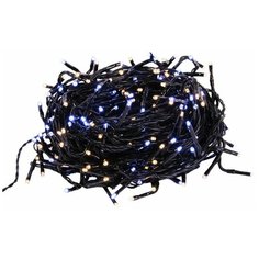 Светодиодная гирлянда нить объемная, 240 холодных/тёплых белых LED ламп, 18+5 м, чёрный PVC провод, контроллер, таймер, уличная, Kaemingk