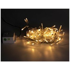 Светодиодная гирлянда нить объемная, 180 теплых белых LED ламп, 13,5м, прозрачный PVC провод, контроллер, уличная, Kaemingk