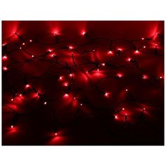 Светодиодная гирлянда нить объемная, 80 красных LED ламп, 6м, черный PVC провод, контроллер, уличная, Kaemingk