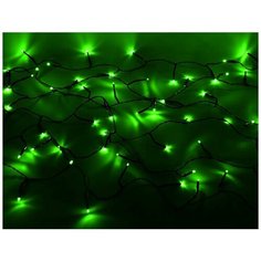 Светодиодная гирлянда нить объемная, 80 зеленых LED ламп, 6м, черный PVC провод, контроллер, уличная, Kaemingk
