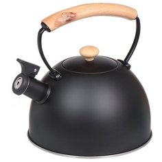 Чайник из нержавеющей стали Daniks MSY-078B черный со свистком, 3 л
