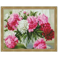 Алмазная мозаика Paintboy Пышные пионы 40х50 см