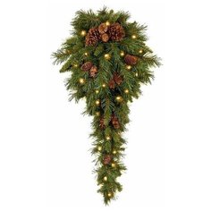 Настенный декор капля с еловыми шишками, 50 LED ламп, батарейки, 91 см, National Tree Company
