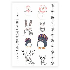 Переводные мини тату - Зимние звери/ временные тату/ временные татуировки Mimitoo