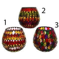 Подсвечник мозаичное настроение, стекло, 10х10 см, разные модели, Kaemingk