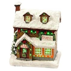 Фигурка Kaemingk Новогодний домик с подсветкой Уютная Пекарня 12.5 см бежевый