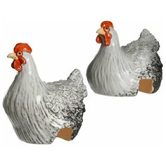 Керамические фигурки курочки наседки, белые, 2 шт., 17х13.5х18 см, Edelman