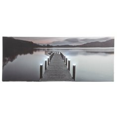 Светящееся настенное панно вечер на озере с LED огнями, 40х100 см, Kaemingk