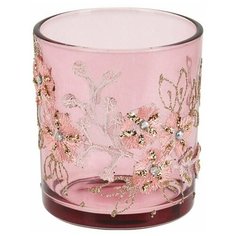 Подсвечник под чайную свечу кружевное лето, стекло, тёмно-розовый, 7х8 см, Koopman International