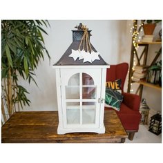 Винтажный фонарь наталле, дерево, стекло, белый, 55 см, Boltze