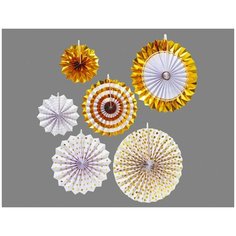 Набор бумажных украшений FIESTA, белый с золотым, 6 шт., Boltze