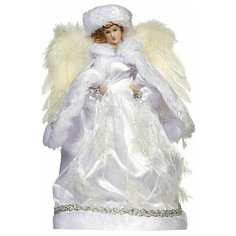 Новогодняя фигурка - ёлочная верхушка ангел ивэрия, фарфор, текстиль, белая, 30.5 см, Goodwill
