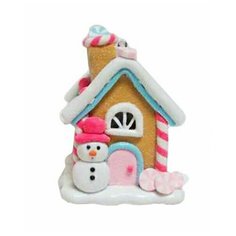 Ёлочная игрушка карамельный домик для снеговичка с подсветкой LED-огнями, полирезин, 6.5х6.5х8.4 см, Forest Market