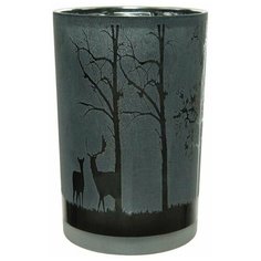 Подсвечник олени на опушке, стекло, прозрачный чёрный, 10x12.5 см, Kaemingk
