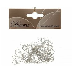 Крючки серебряные для елочных игрушек и украшений, 35х0.8 мм, упаковка 50 шт., Kaemingk