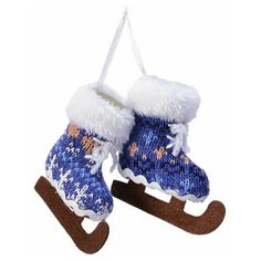 Ёлочная игрушка коньки сканди, полиэстер, голубые, 3.5x7x7 см, Kaemingk