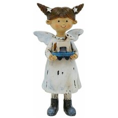 Фигурка ангелок памми С лошадкой, полистоун, 12 см, Boltze