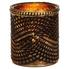Подсвечник стакан под чайную свечу волдрин, стеклянный, золотой, 8 см, Goodwill