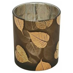 Подсвечник листья фаджио, стекло, серебристо-дымчатый, 10 см, EDG