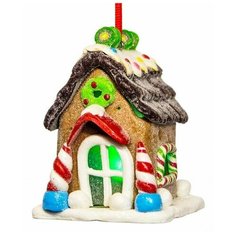 Ёлочная игрушка пряничный домик с подсветкой LED-огнями, полирезин, 6.7х6.5х6.7 см, Forest Market