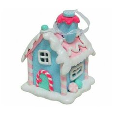 Ёлочная игрушка сахарный домик мечты голубой с подсветкой LED-огнями, полирезин, 6.6х6.6х8.5 см, Forest Market