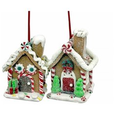Ёлочное украшение пряничный домик, полирезин, 9х7.2х10.5 см, разные модели, Forest Market
