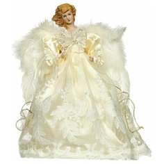 Новогодняя фигурка - ёлочная верхушка ангел флори, фарфор, текстиль, белая, 30.5 см, Goodwill