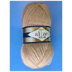 Пряжа Alize Angora Real 40, цвет 005-бежевый меланж (Ангора Реал 40) 40% шерсть, 60% акрил 100г/480м, 1шт
