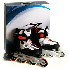 Роликовые коньки Action раздвижные р-р. 28-31 (черный/оранжевый/белый, силикон) PW-151M Action!